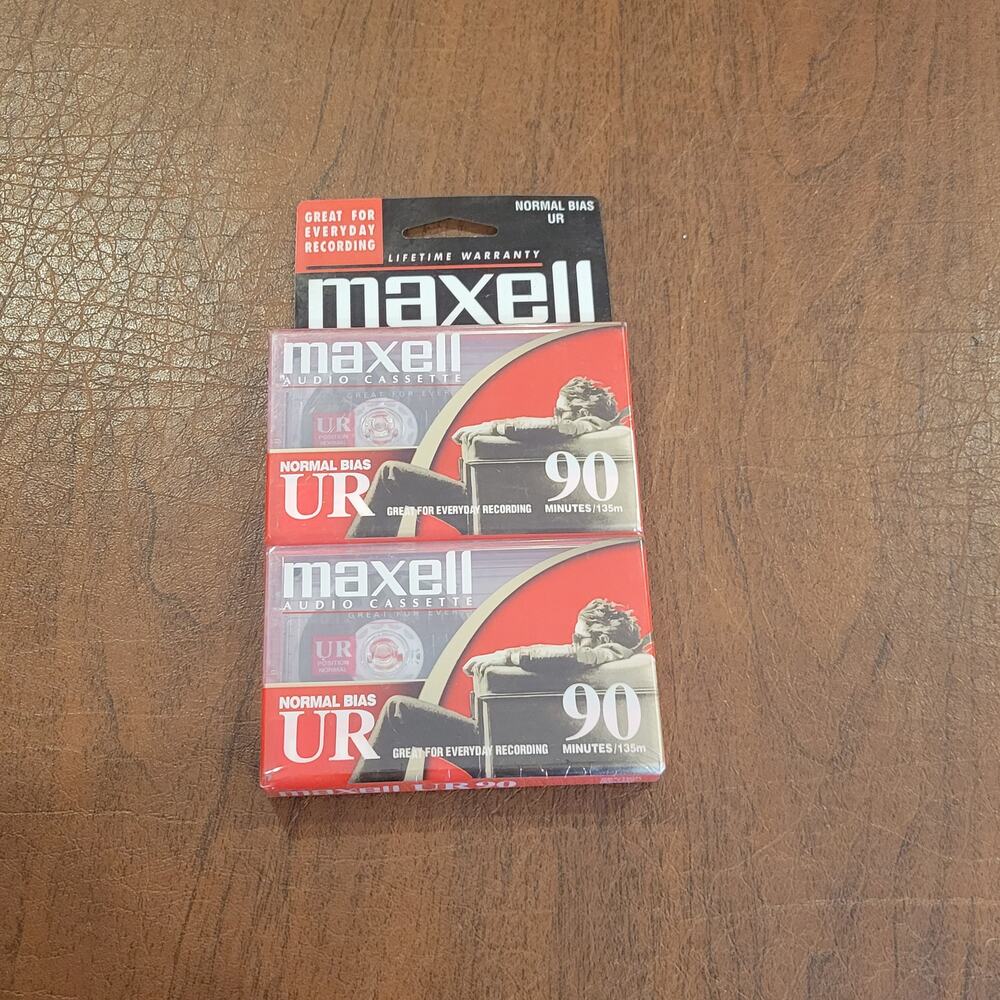 Maxell Blank Audio Cassette Tape Normal Bias UR90 Minutes IEC Type1 Lot of 2 New